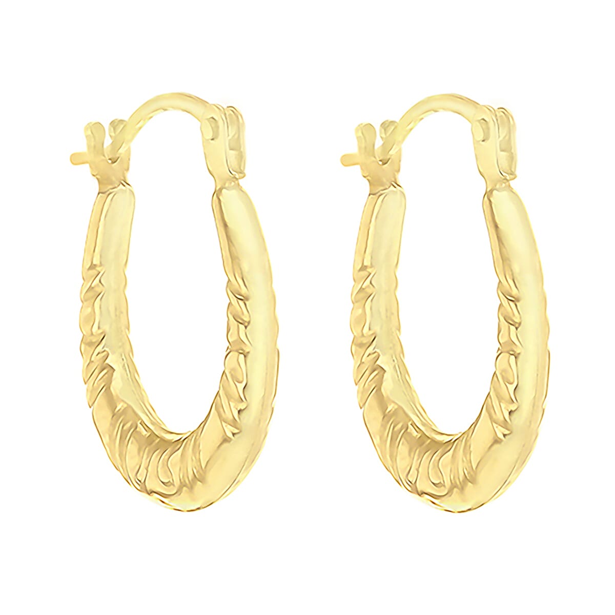 9K Yellow Gold 12mm X 15mm Patterned Creole Earrings 7190127 1
