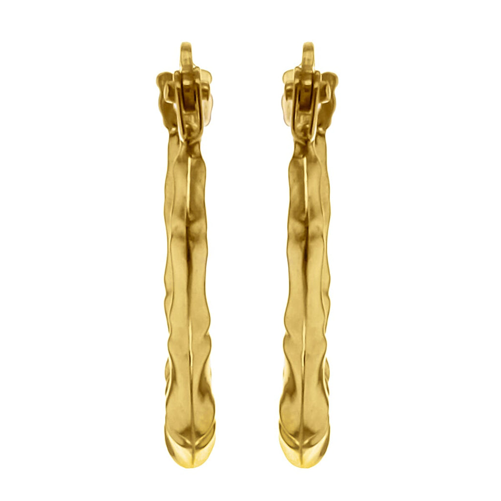 9K Yellow Gold 12mm X 15mm Patterned Creole Earrings