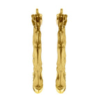 9K Yellow Gold 12mm X 15mm Patterned Creole Earrings