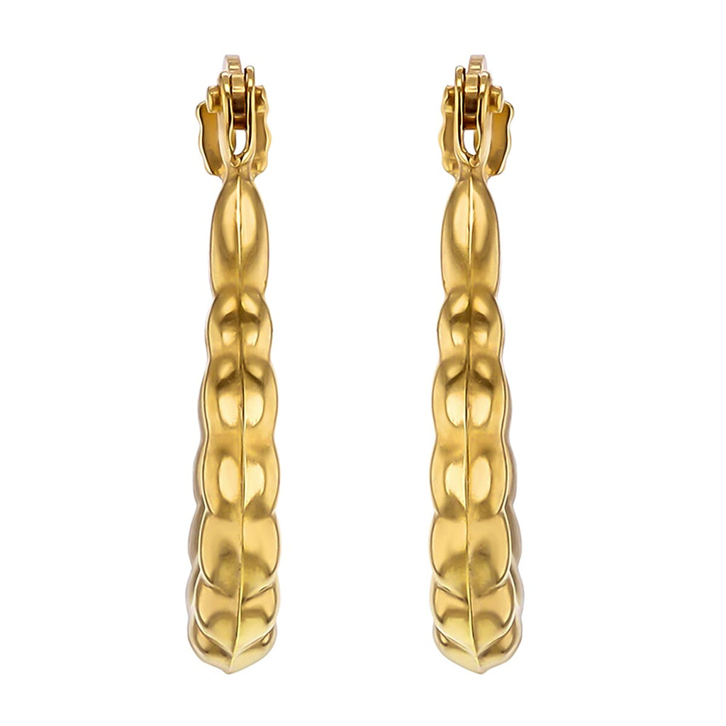 9K Yellow Gold 12mm X 15mm Patterned Creole Earrings