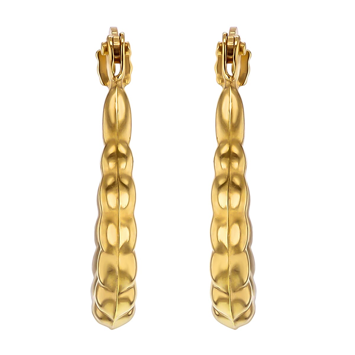 9K Yellow Gold 12mm X 15mm Patterned Creole Earrings 7190129 2