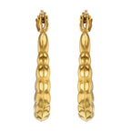 9K Yellow Gold 12mm X 15mm Patterned Creole Earrings