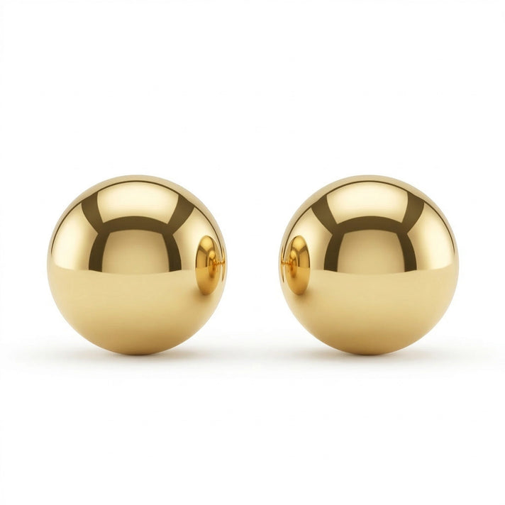 9K Yellow Gold 12mm Ball Stud Earrings 7338353 1