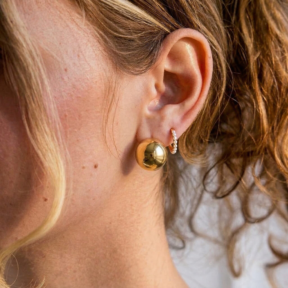 9K Yellow Gold 12mm Ball Stud Earrings 7338353 2