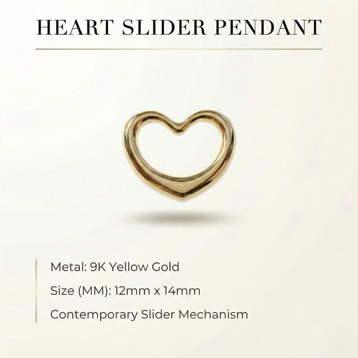 9K Yellow Gold 12mm x 14mm Heart Slider Pendant 8104691 6