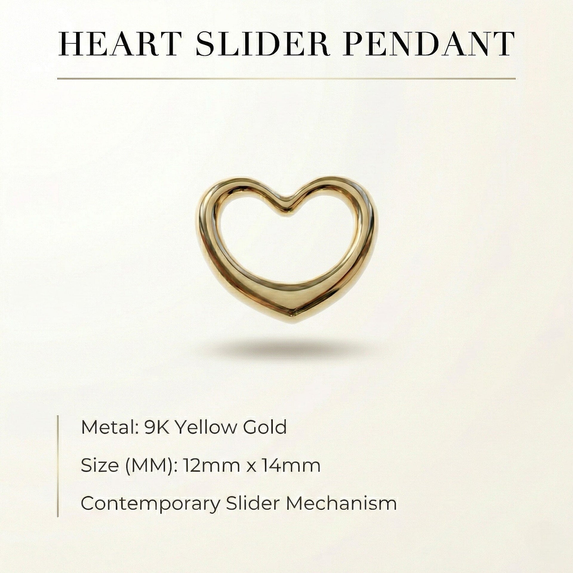 9K Yellow Gold 12mm x 14mm Heart Slider Pendant 8104691 6