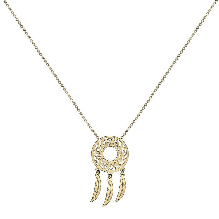 9K Yellow Gold 13.5mm x 26mm Circle Cutout Dream Catcher Necklace 16-18 Inch 7133726 2