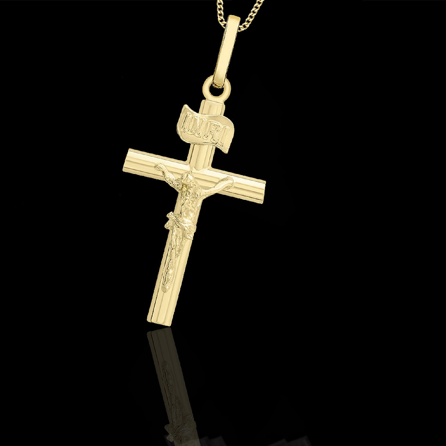 9K Yellow Gold 13mm x 29mm Crucifix Cross Pendant 7254687 1