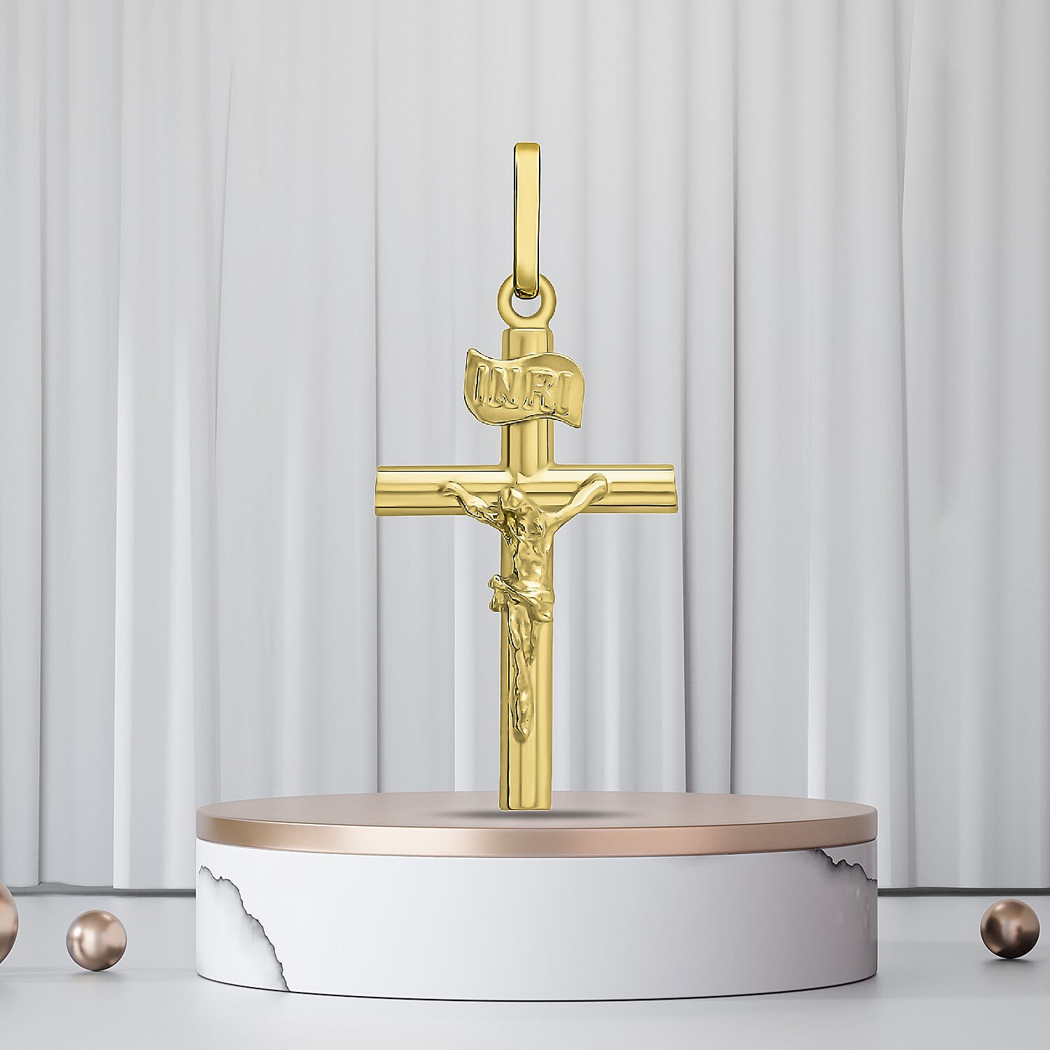 9K Yellow Gold 13mm x 29mm Crucifix Cross Pendant 7254687 2