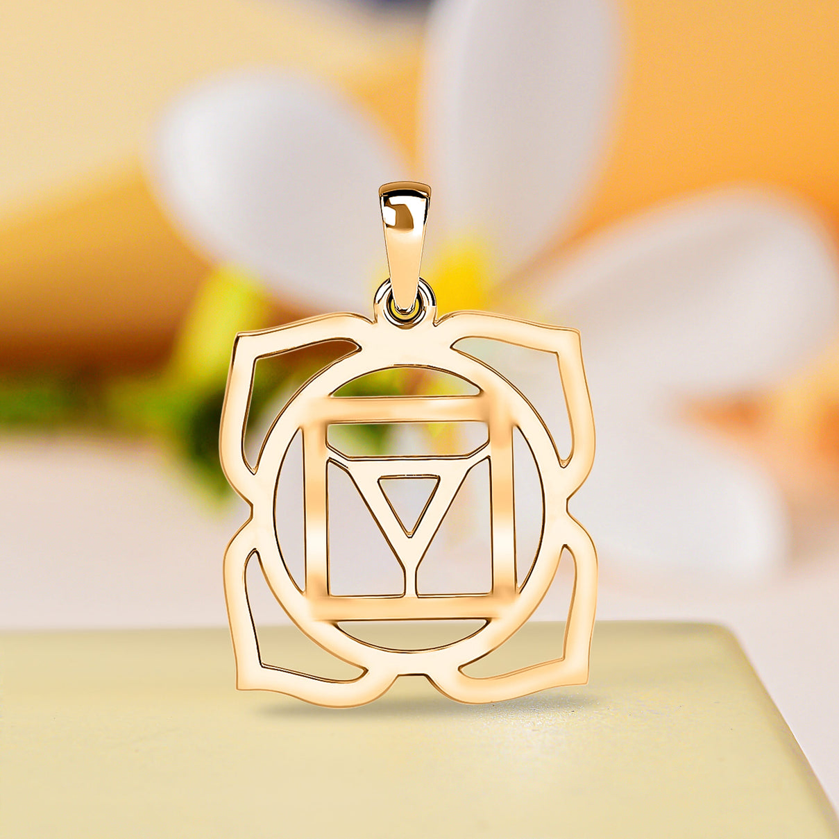 9K Yellow Gold 14.5 mm x 21mm Root Chakra Pendant 7159887 3