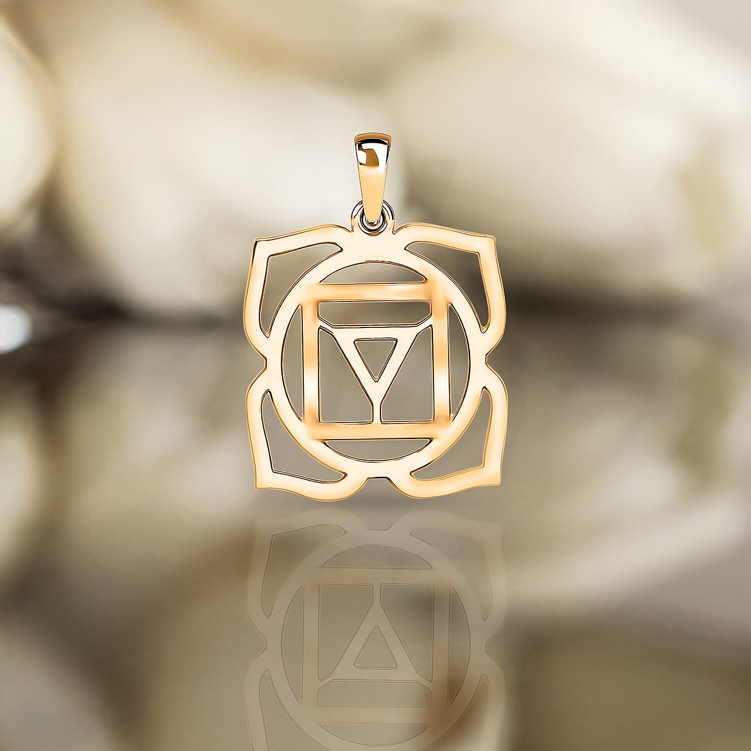 9K Yellow Gold 14.5 mm x 21mm Root Chakra Pendant 7159887 5