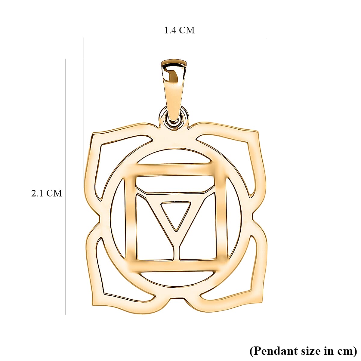 9K Yellow Gold 14.5 mm x 21mm Root Chakra Pendant 7159887 7