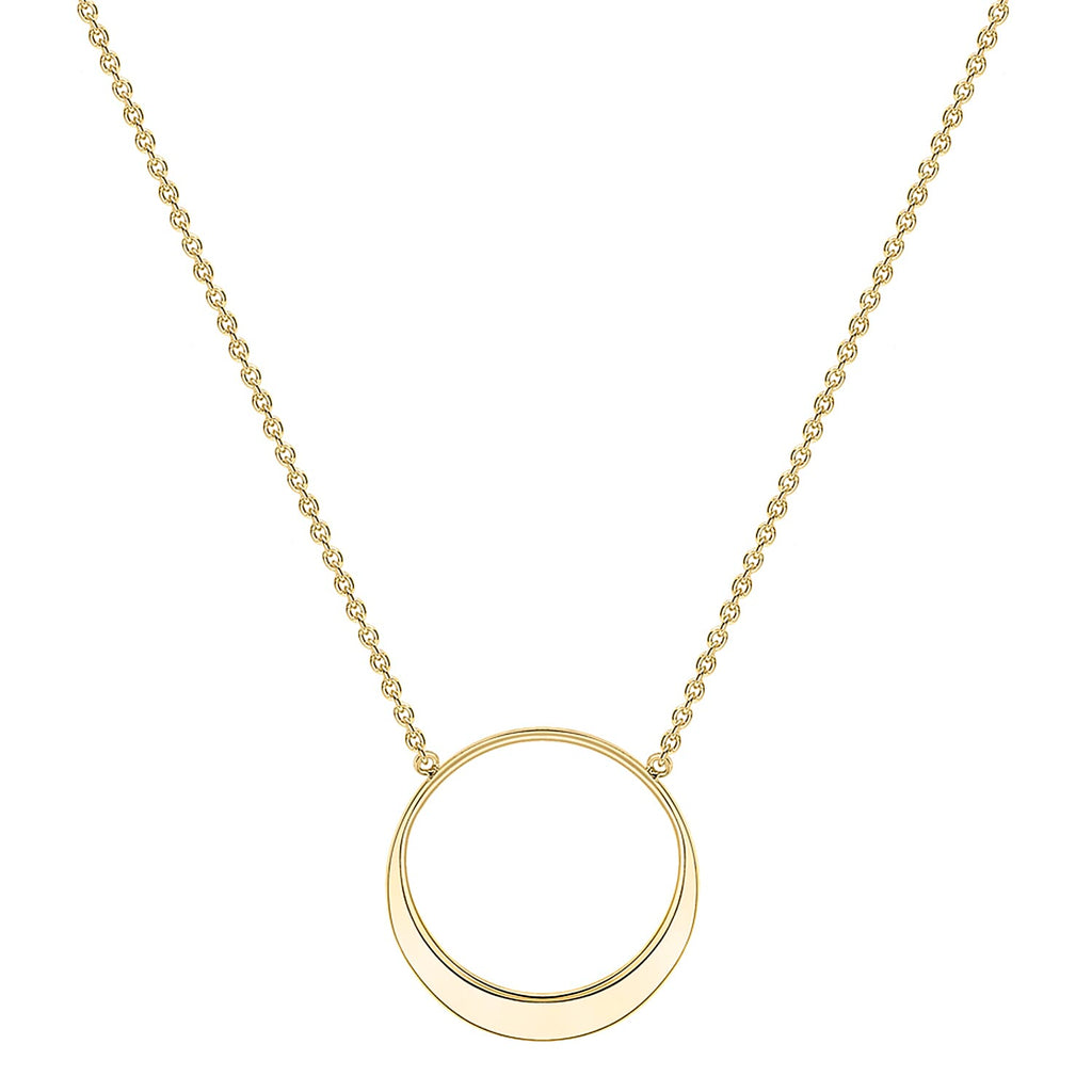 9K Yellow Gold 14.8mm Eclipse Adjustable Necklace 16 to 17 Inch