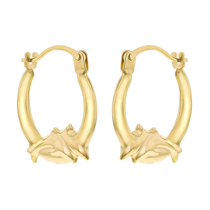 9K Yellow Gold 14mm X 16mm Dolphin Creole Earrings 7190131 2