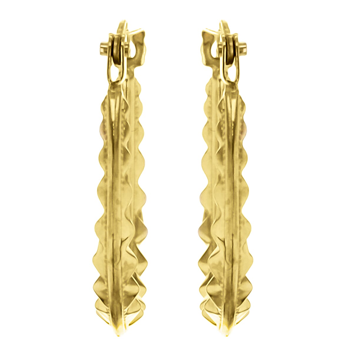 9K Yellow Gold 14mm X 17mm Patterned Creole Earrings 7190128 2
