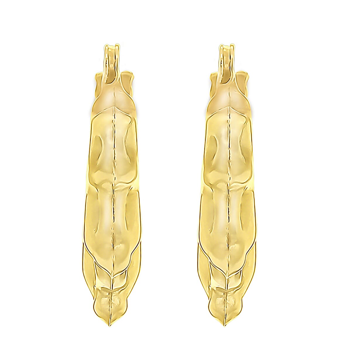 9K Yellow Gold 14mm X 17mm Star Patterned Creole Earrings 7190133 2