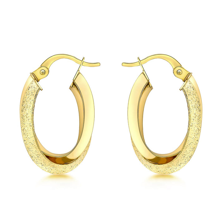 9K Yellow Gold 14mm X 23mm Double Oval Creole Earrings 7190123 1