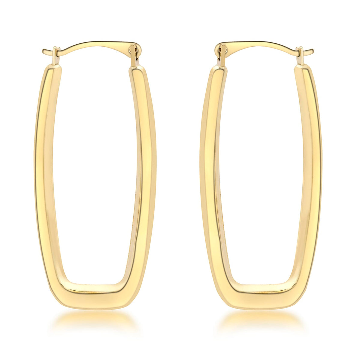9K Yellow Gold 14mm x 32mm Rectangle Shaped Creole Earrings 8894714 0