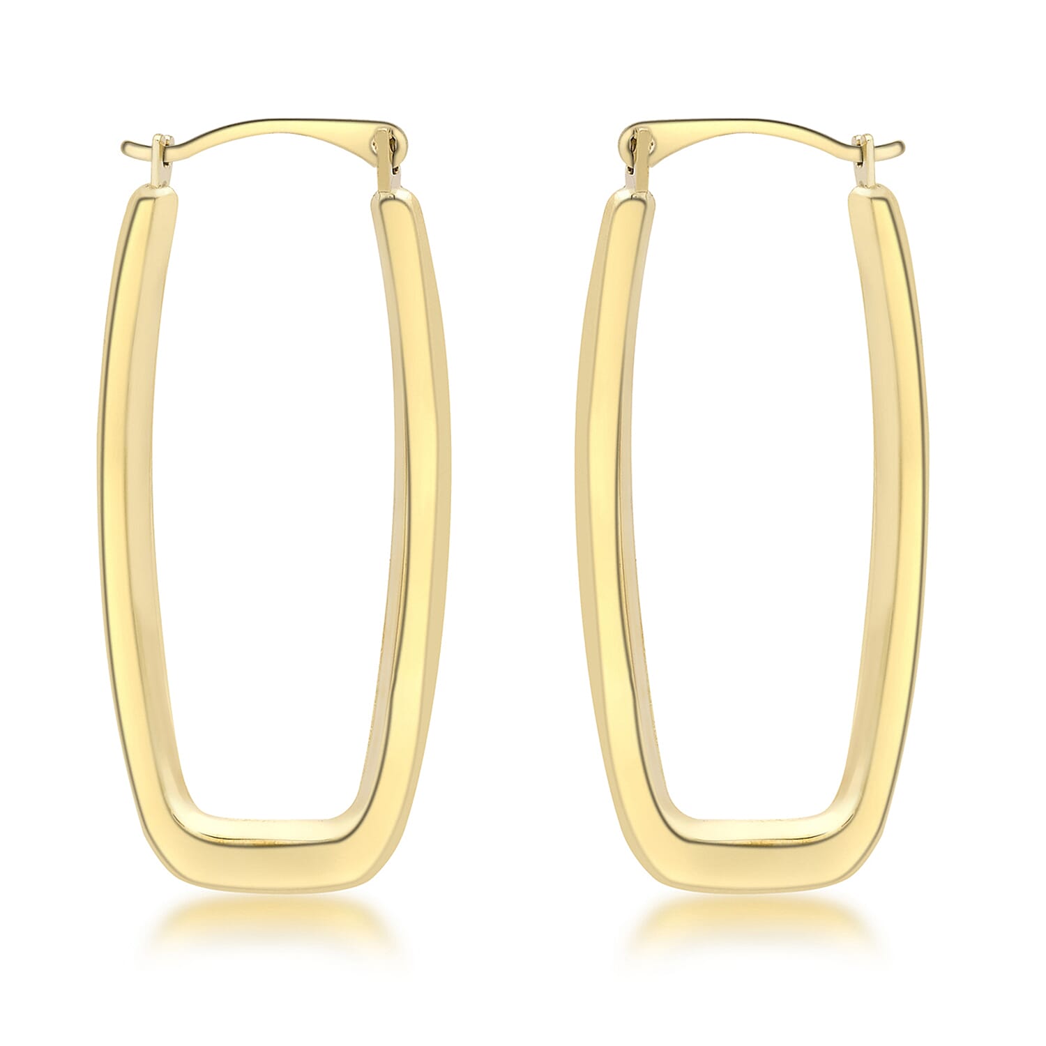 9K Yellow Gold 14mm x 32mm Rectangle Shaped Creole Earrings 8894714 0