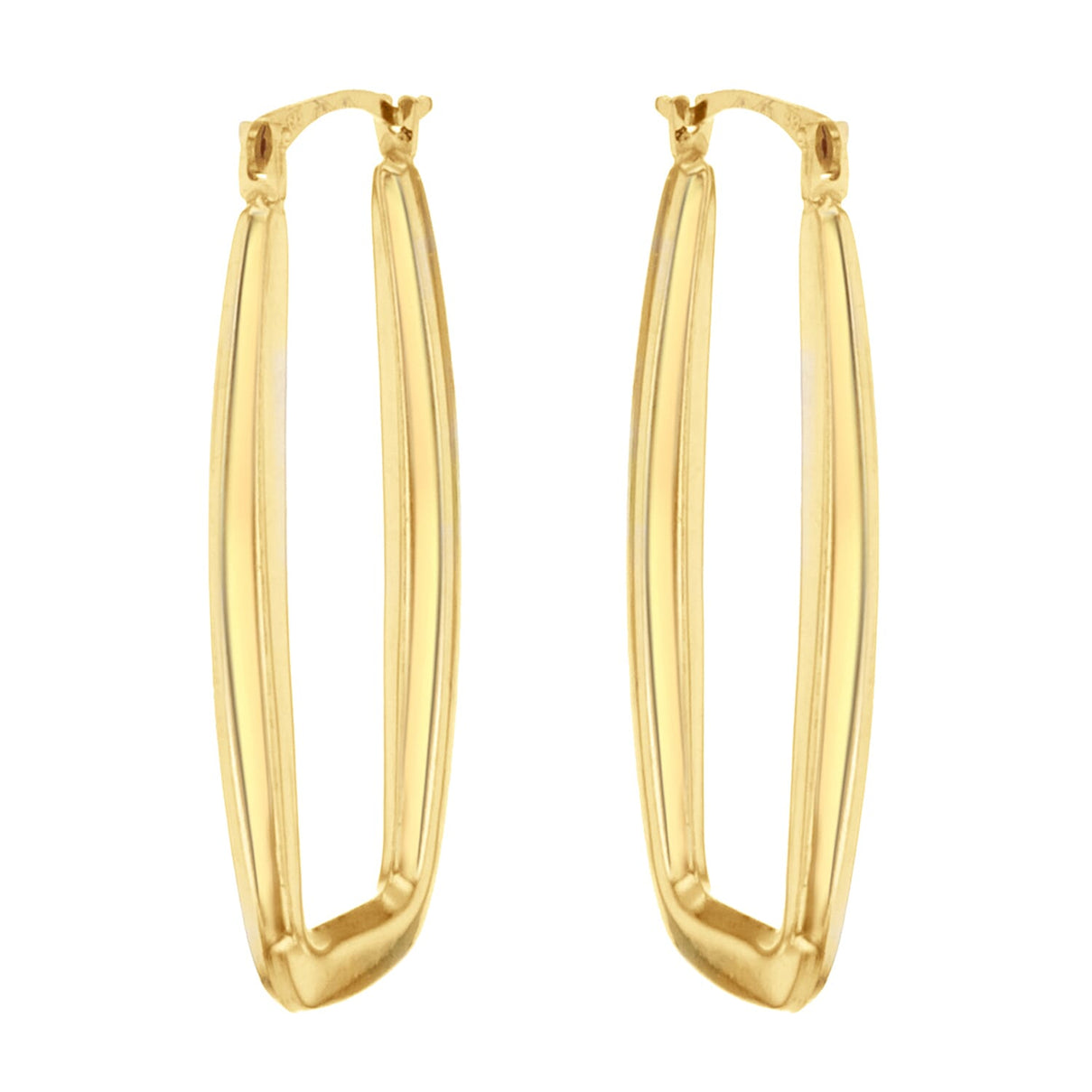 9K Yellow Gold 14mm x 32mm Rectangle Shaped Creole Earrings 8894714 1