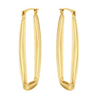 9K Yellow Gold 14mm x 32mm Rectangle Shaped Creole Earrings