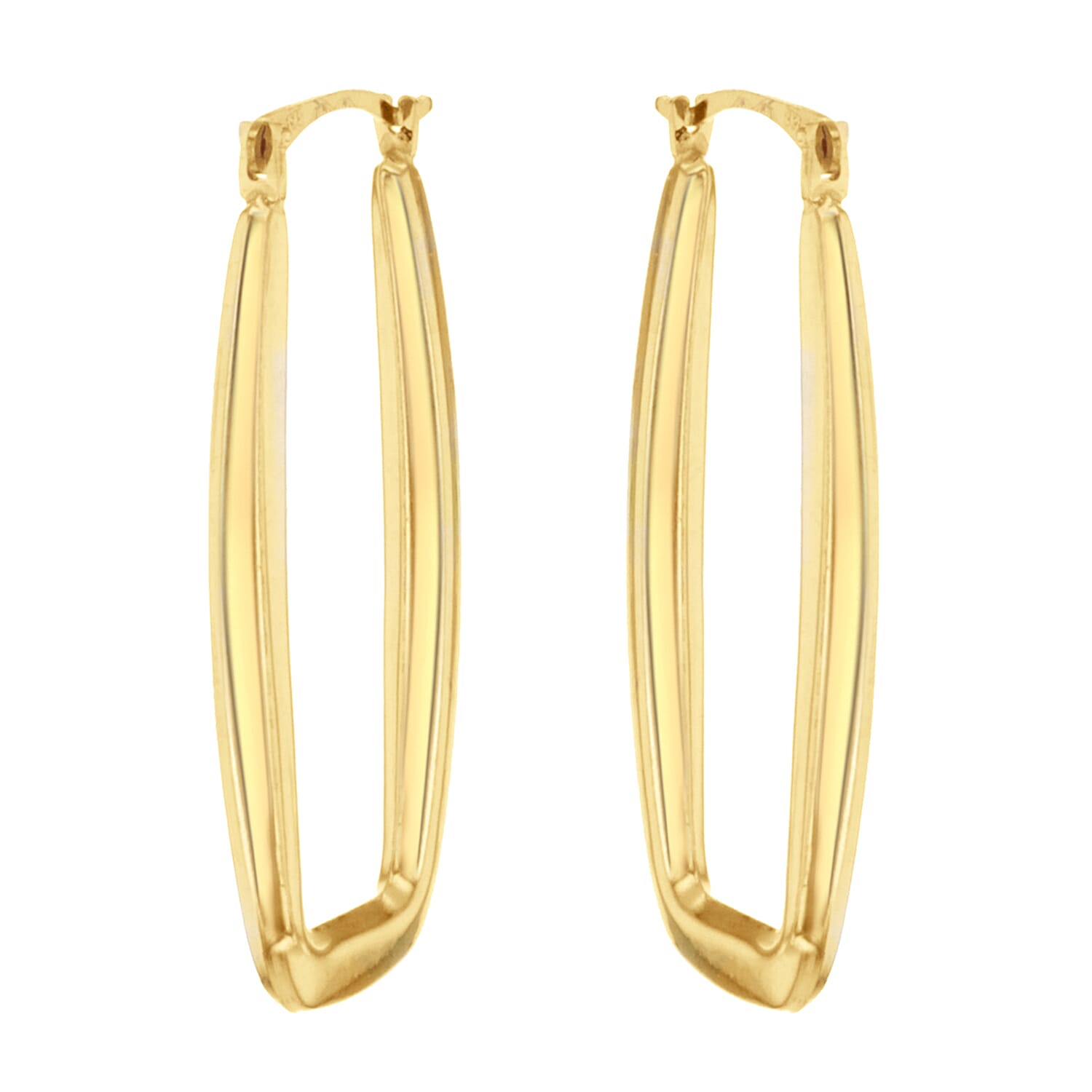 9K Yellow Gold 14mm x 32mm Rectangle Shaped Creole Earrings 8894714 1