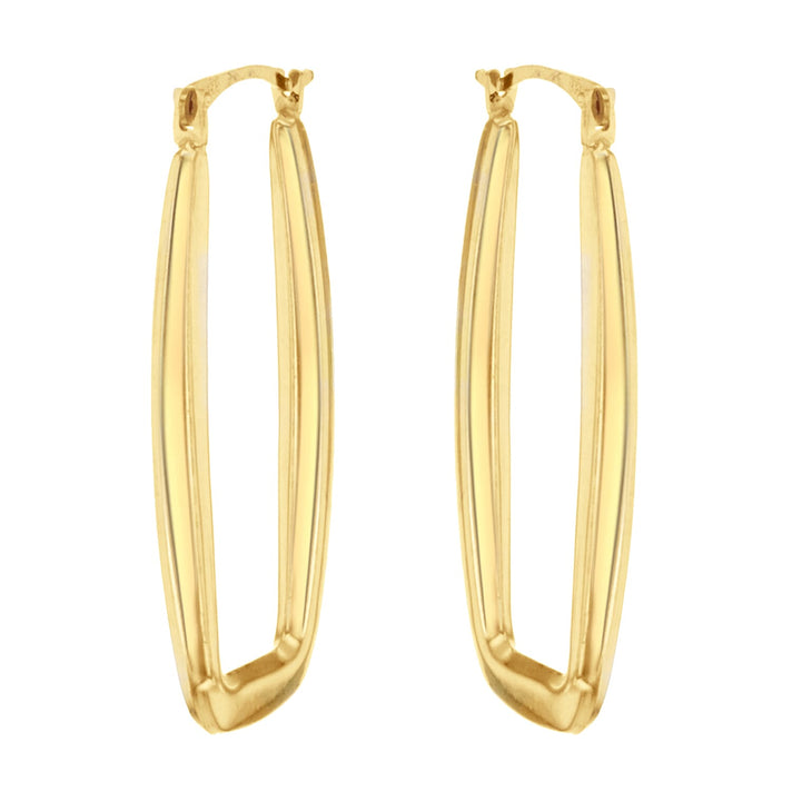 9K Yellow Gold 14mm x 32mm Rectangle Shaped Creole Earrings 8894714 2