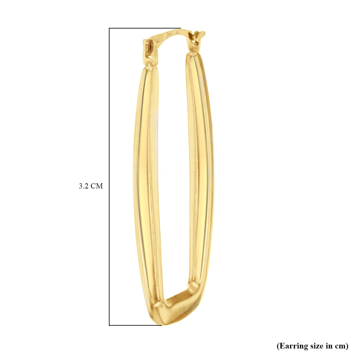 9K Yellow Gold 14mm x 32mm Rectangle Shaped Creole Earrings 8894714 3