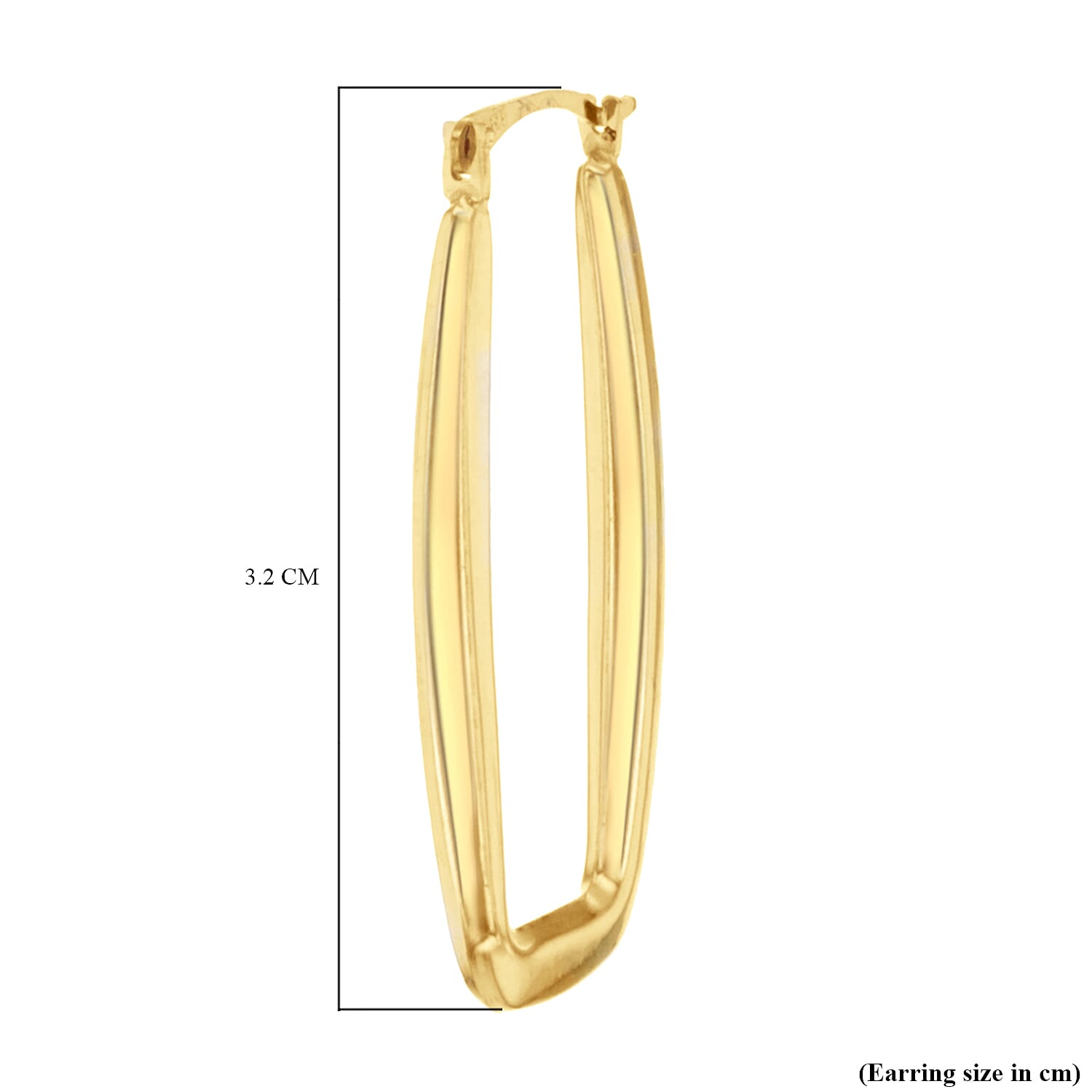 9K Yellow Gold 14mm x 32mm Rectangle Shaped Creole Earrings 8894714 3