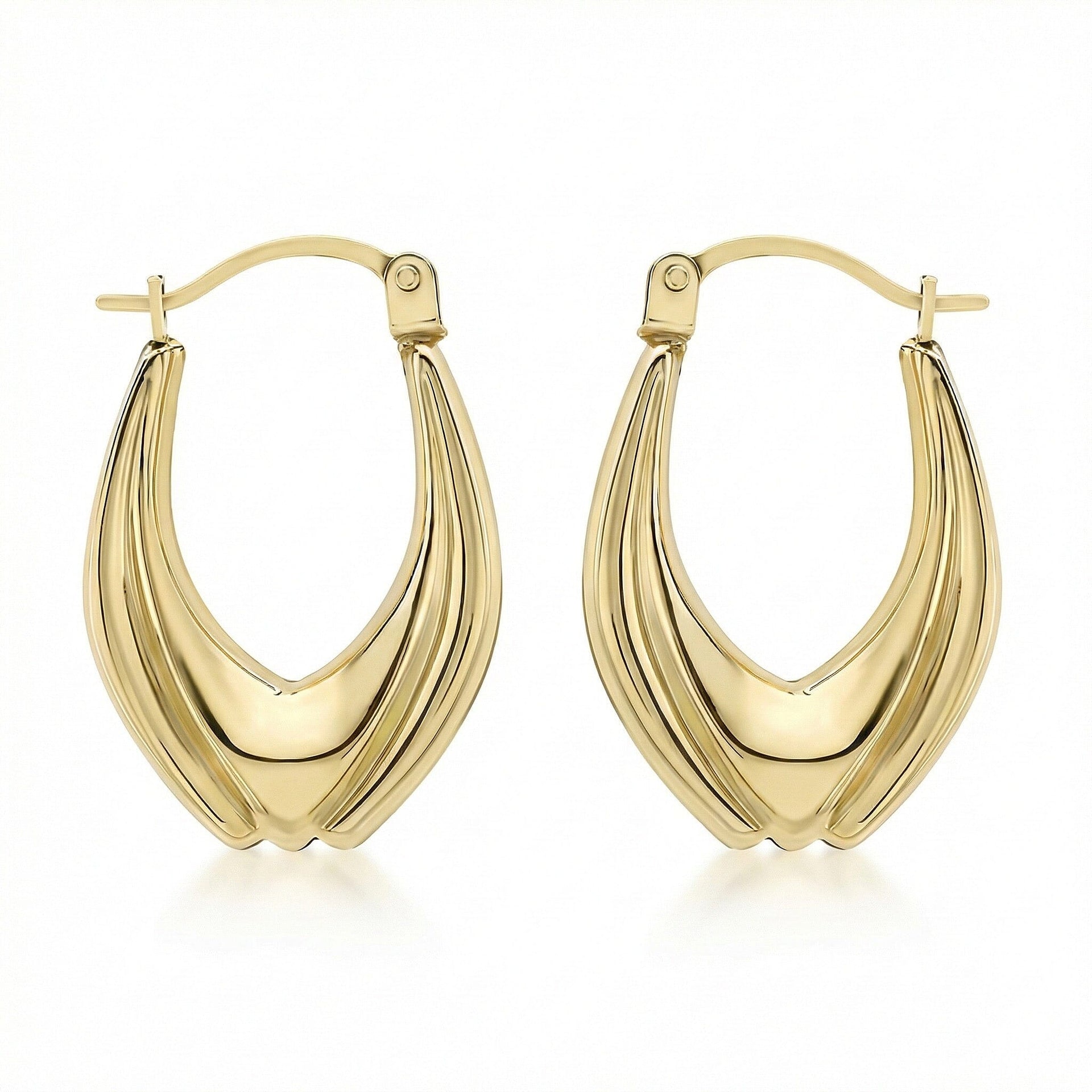 9K Yellow Gold 14mm X 20mm Patterned Creole Earrings 7190140 0