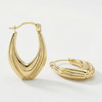 9K Yellow Gold 14mm X 20mm Patterned Creole Earrings