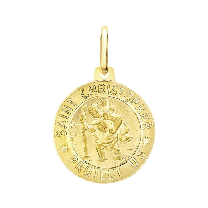 9K Yellow Gold 15 mm x 23mm Saint Christopher Round Satin Pendant 7160019 1