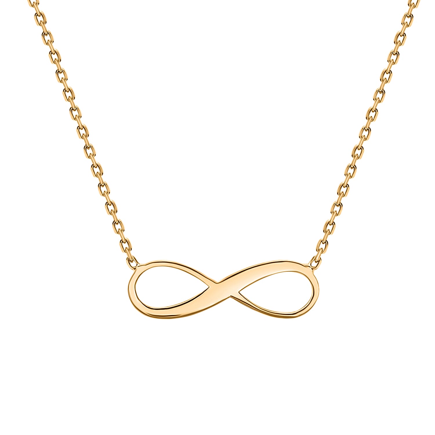 9K Yellow Gold 15.5mm X 5.3mm Infinity Adjustable Necklace 16 to 18 Inch 7189778 0