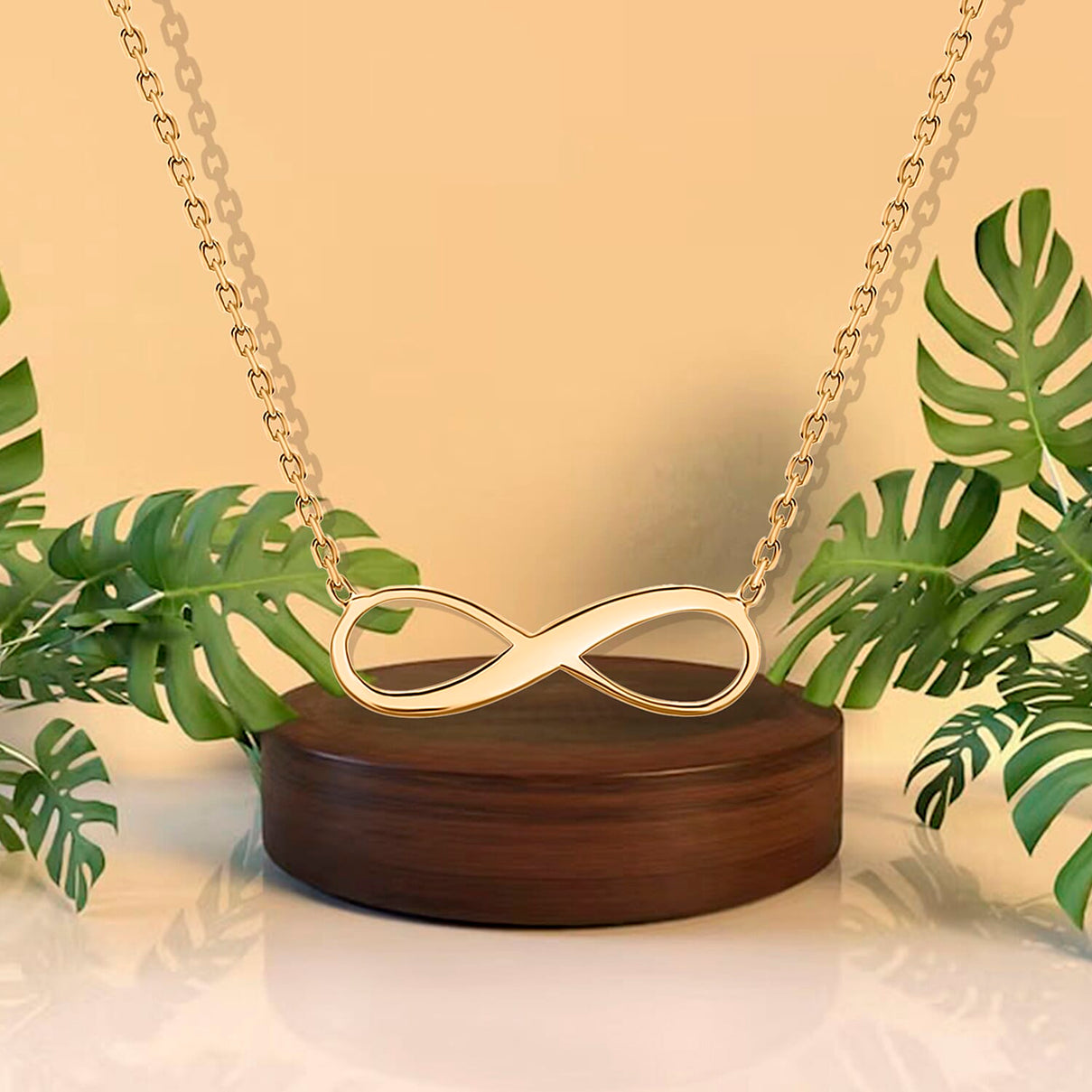 9K Yellow Gold 15.5mm X 5.3mm Infinity Adjustable Necklace 16 to 18 Inch 7189778 2