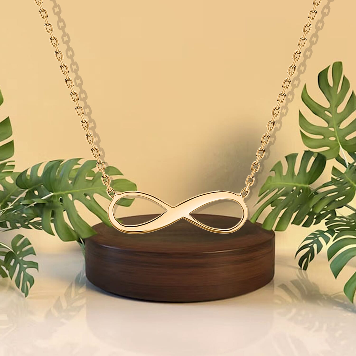 9K Yellow Gold 15.5mm X 5.3mm Infinity Adjustable Necklace 16 to 18 Inch 7189778 2