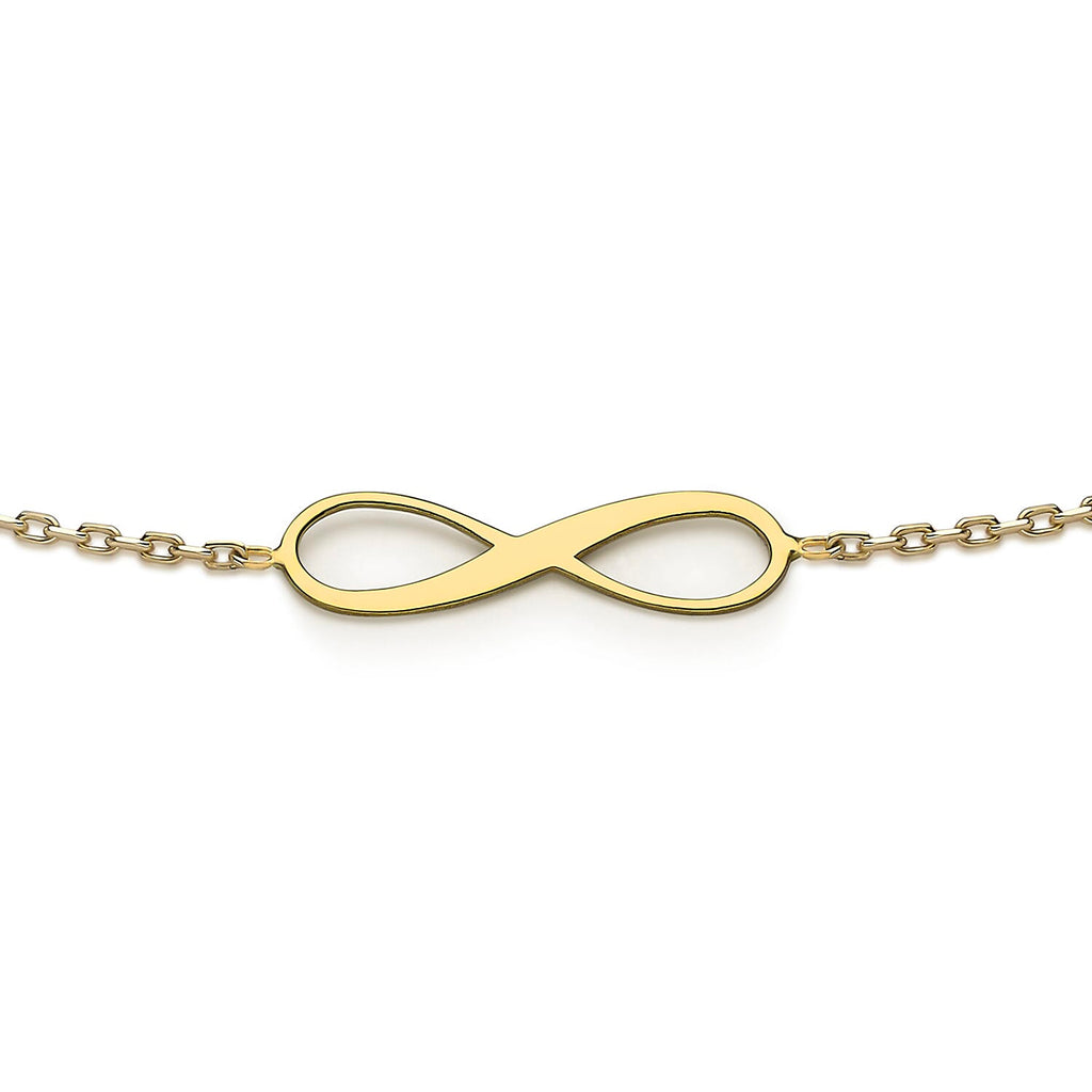 9K Yellow Gold 15.5mm X 5mm 'Infinity' Adjustable Bracelet 7 to 7.5 Inch