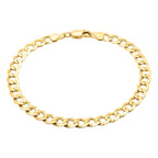9K Yellow Gold 150 Diamond Cut Flat Curb Chain Bracelet Size 9 Inch, Gold Wt. 6.9 Gms