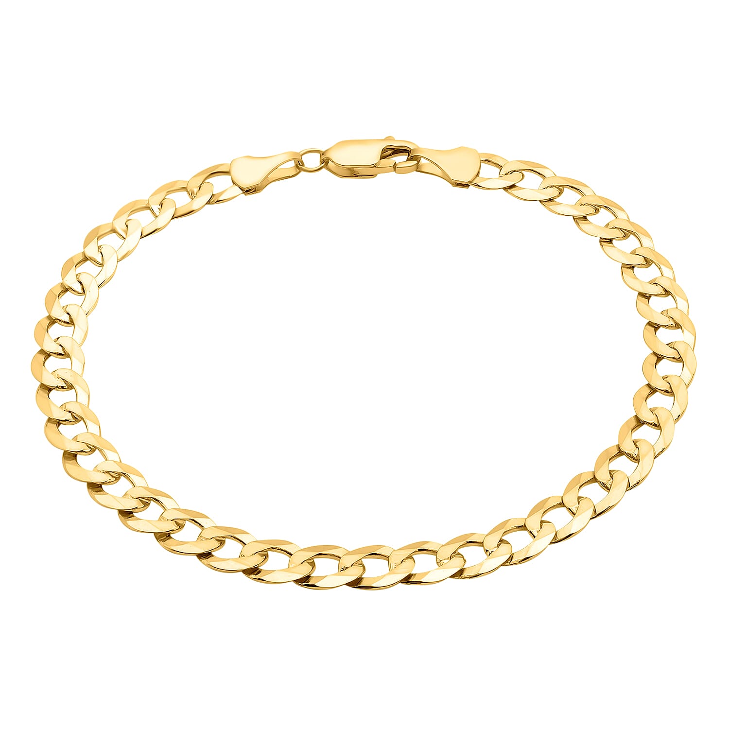 9K Yellow Gold 150 Diamond Cut Flat Curb Chain Bracelet Size 9 Inch Gold Wt. 6.9 Gms 6093051 0