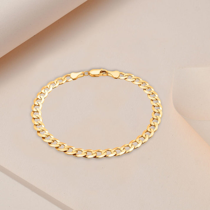 9K Yellow Gold 150 Diamond Cut Flat Curb Chain Bracelet Size 9 Inch Gold Wt. 6.9 Gms 6093051 2