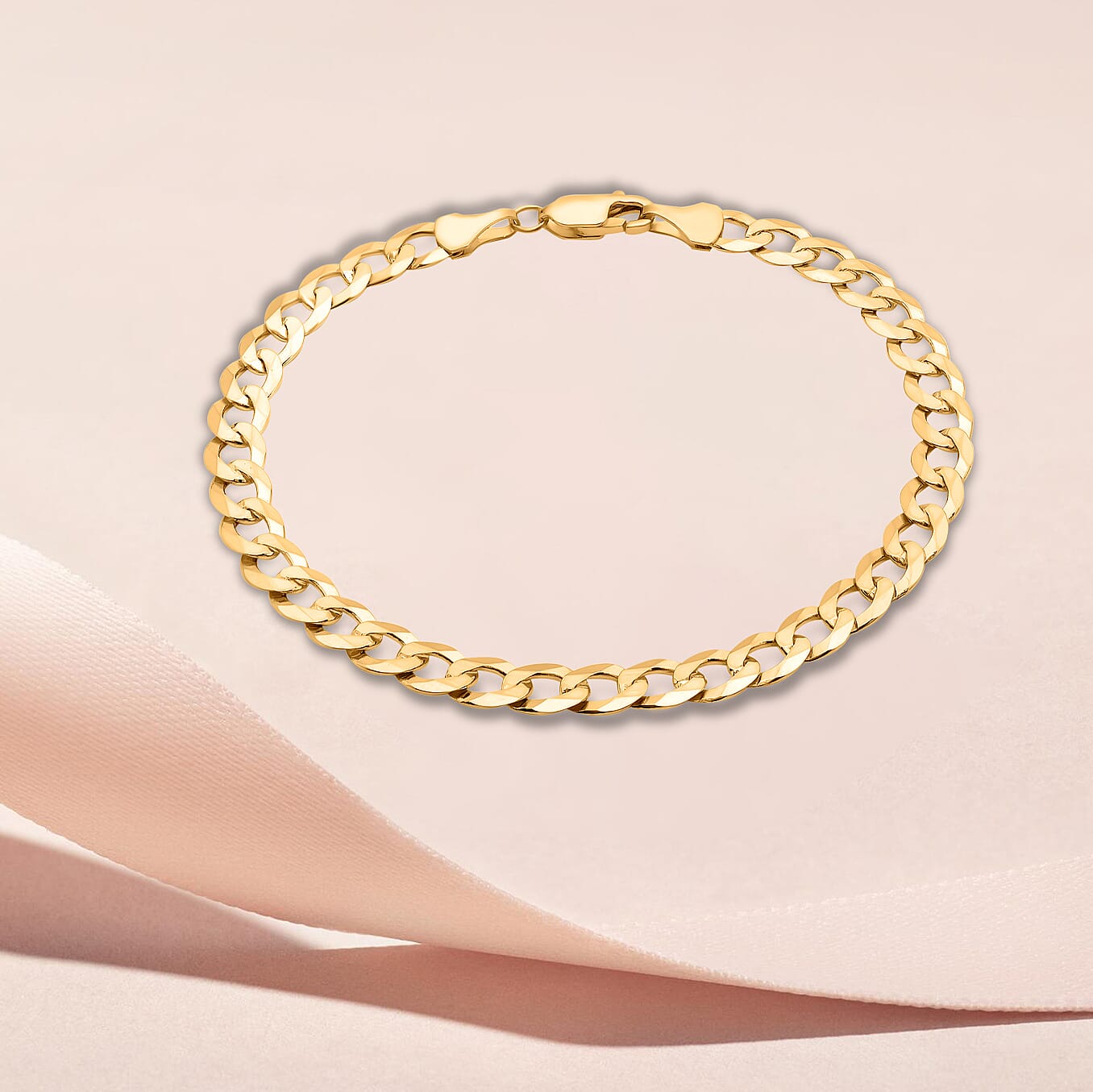 9K Yellow Gold 150 Diamond Cut Flat Curb Chain Bracelet Size 9 Inch Gold Wt. 6.9 Gms 6093051 2