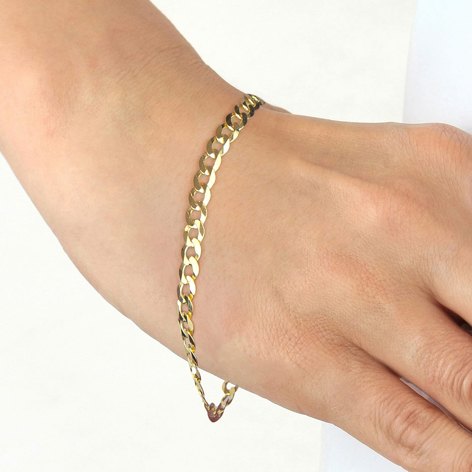 9K Yellow Gold 150 Diamond Cut Flat Curb Chain Bracelet Size 9 Inch Gold Wt. 6.9 Gms 6093051 3