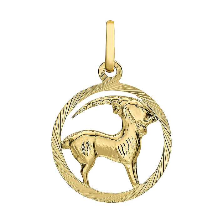 9K Yellow Gold 15mm X 23mm Diamond Cut Capricorn Zodiac Pendant 7188771 1