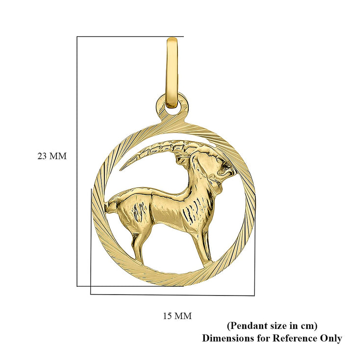 9K Yellow Gold 15mm X 23mm Diamond Cut Capricorn Zodiac Pendant 7188771 2