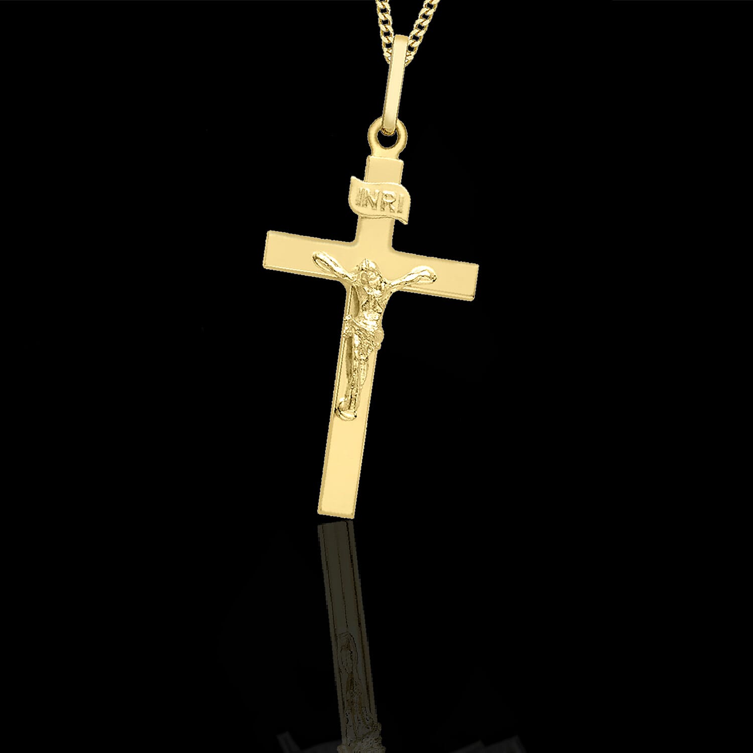 9K Yellow Gold 15mm x 32mm Polished Crucifix Cross Pendant 7254696 1