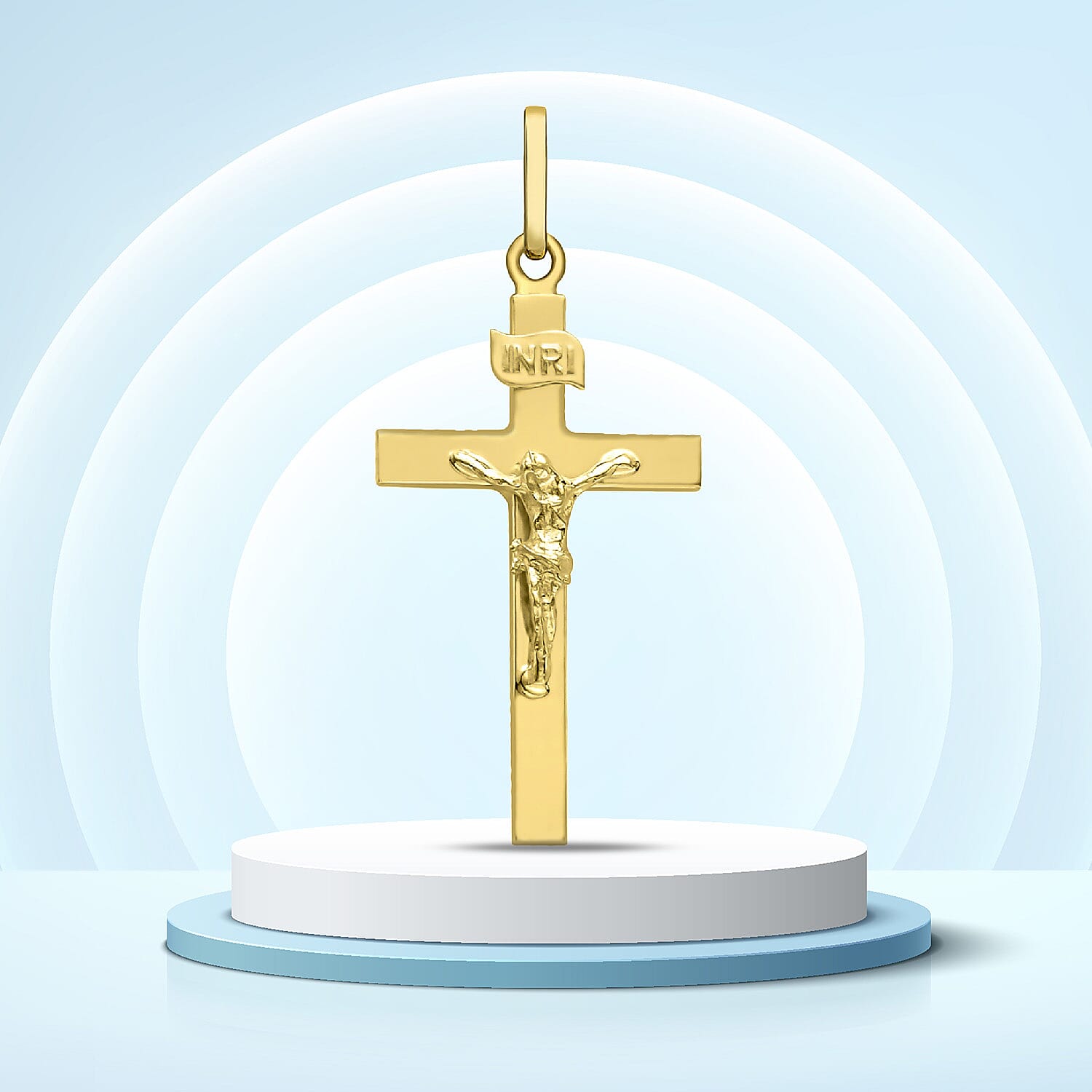 9K Yellow Gold 15mm x 32mm Polished Crucifix Cross Pendant 7254696 2
