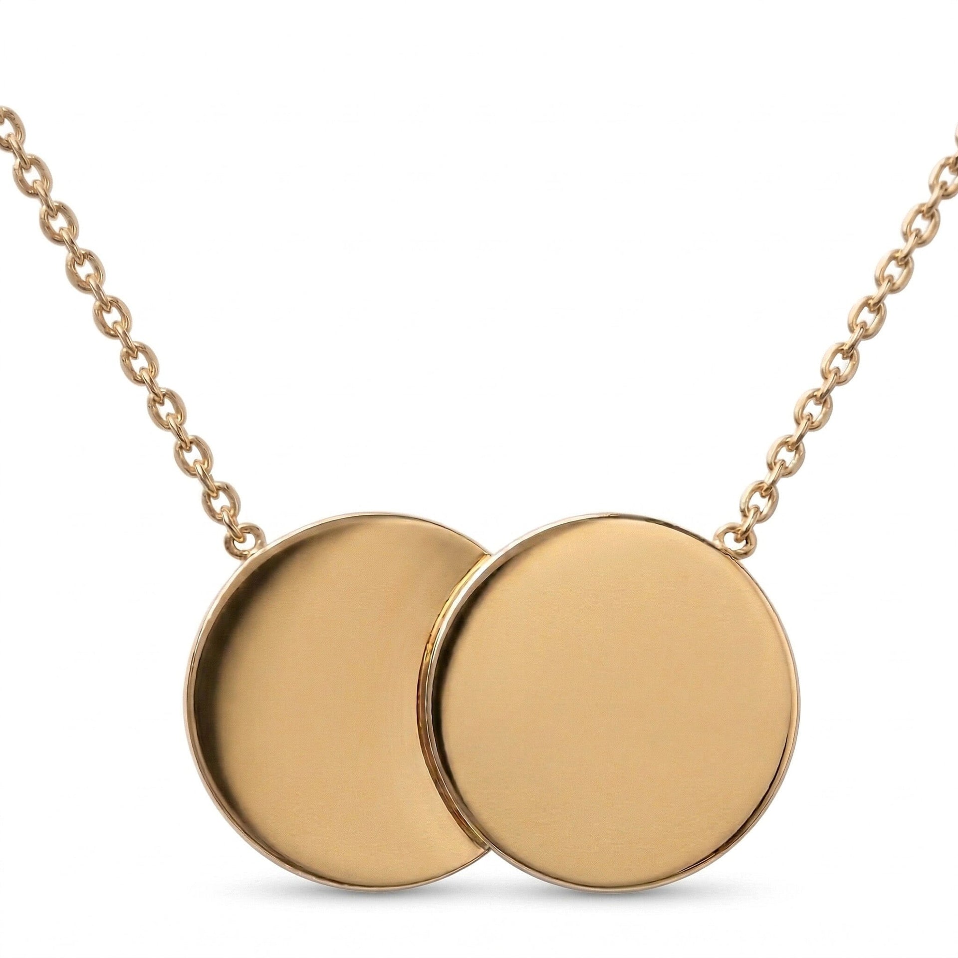 9K Yellow Gold 16.8mm x 10mm Double-Disc Adjustable Necklace 16 Inch to 17 Inch 7426507 0