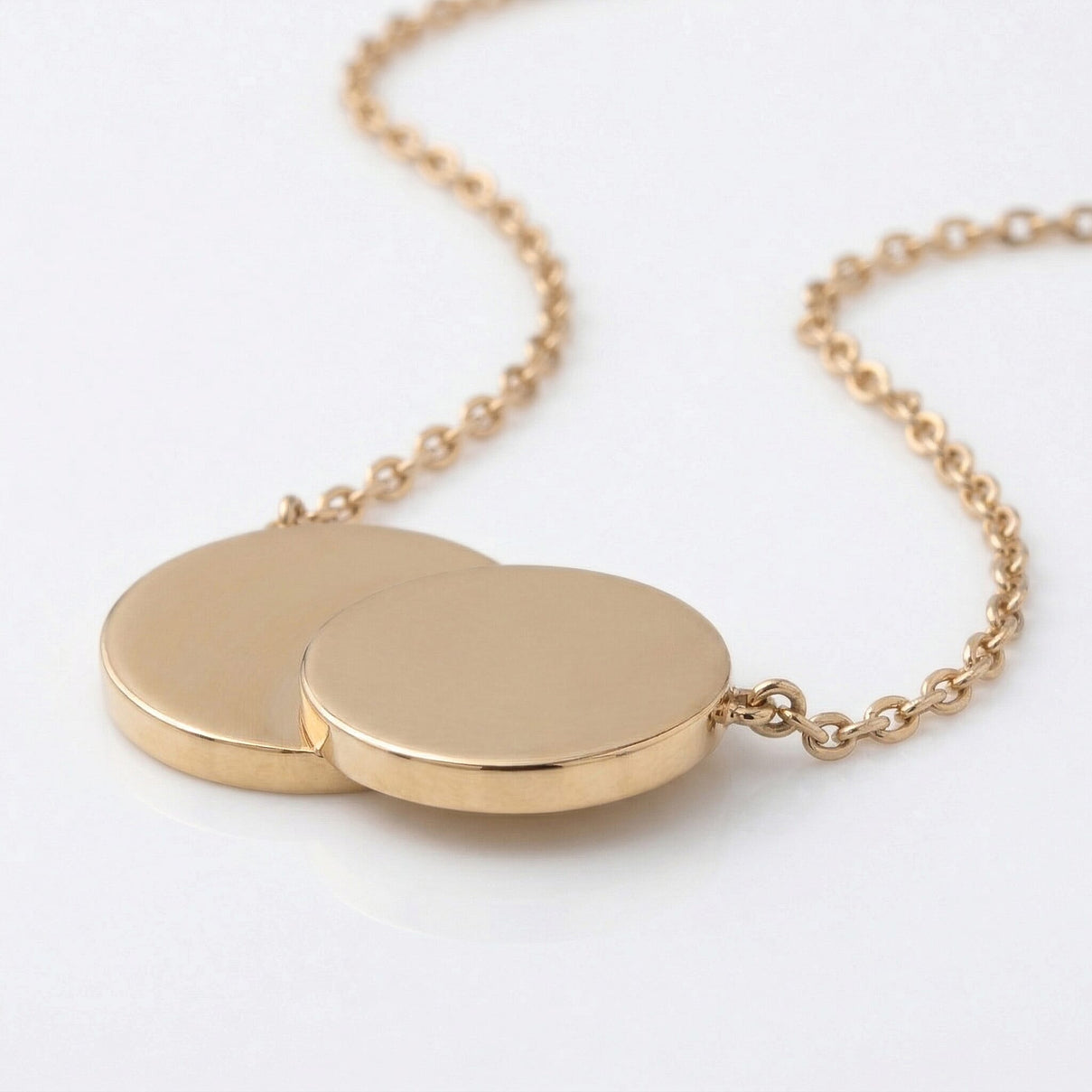 9K Yellow Gold 16.8mm x 10mm Double-Disc Adjustable Necklace 16 Inch to 17 Inch 7426507 3