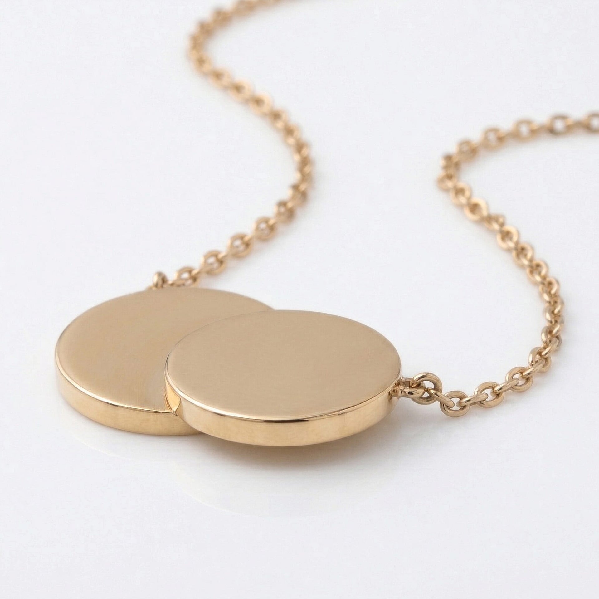 9K Yellow Gold 16.8mm x 10mm Double-Disc Adjustable Necklace 16 Inch to 17 Inch 7426507 3
