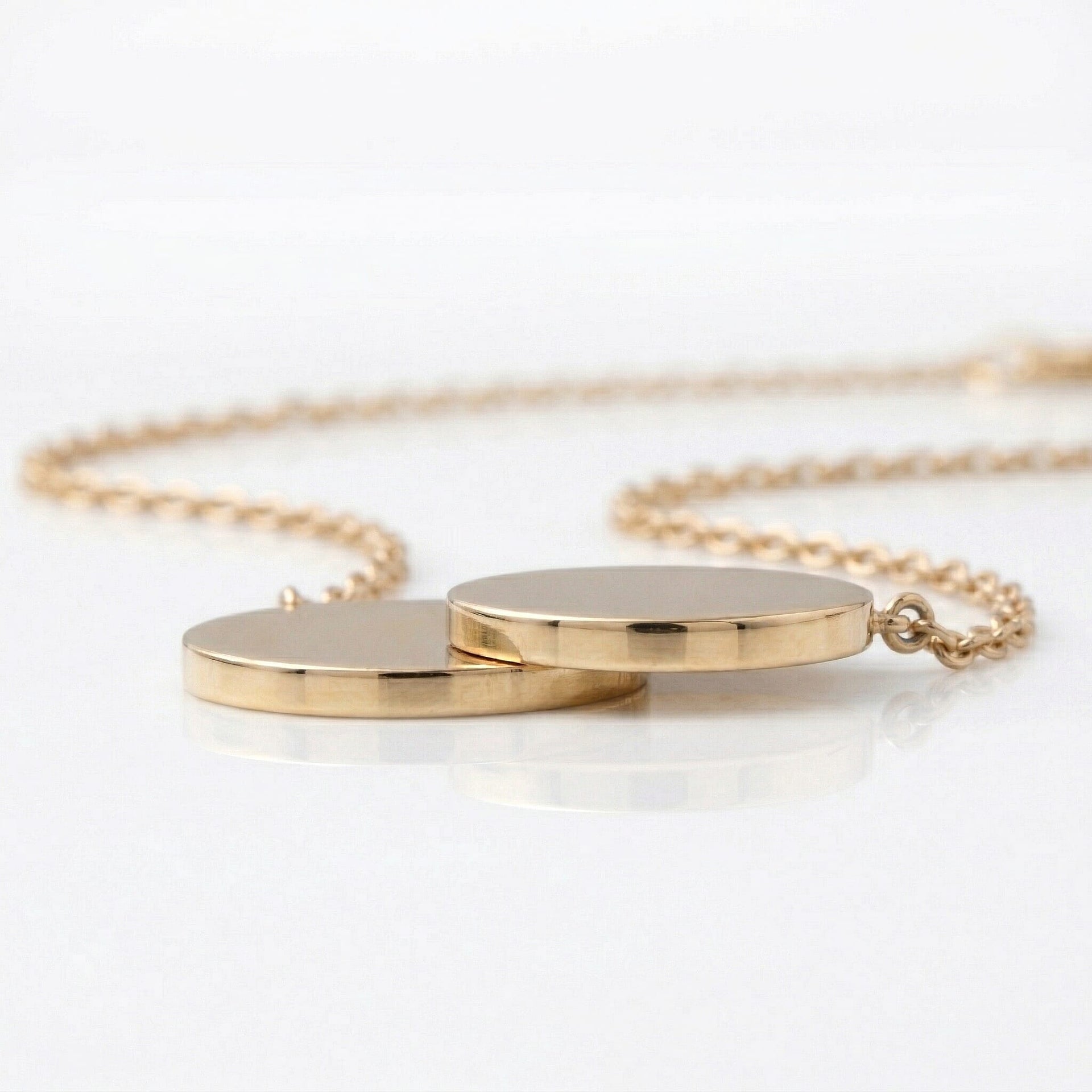 9K Yellow Gold 16.8mm x 10mm Double-Disc Adjustable Necklace 16 Inch to 17 Inch 7426507 4