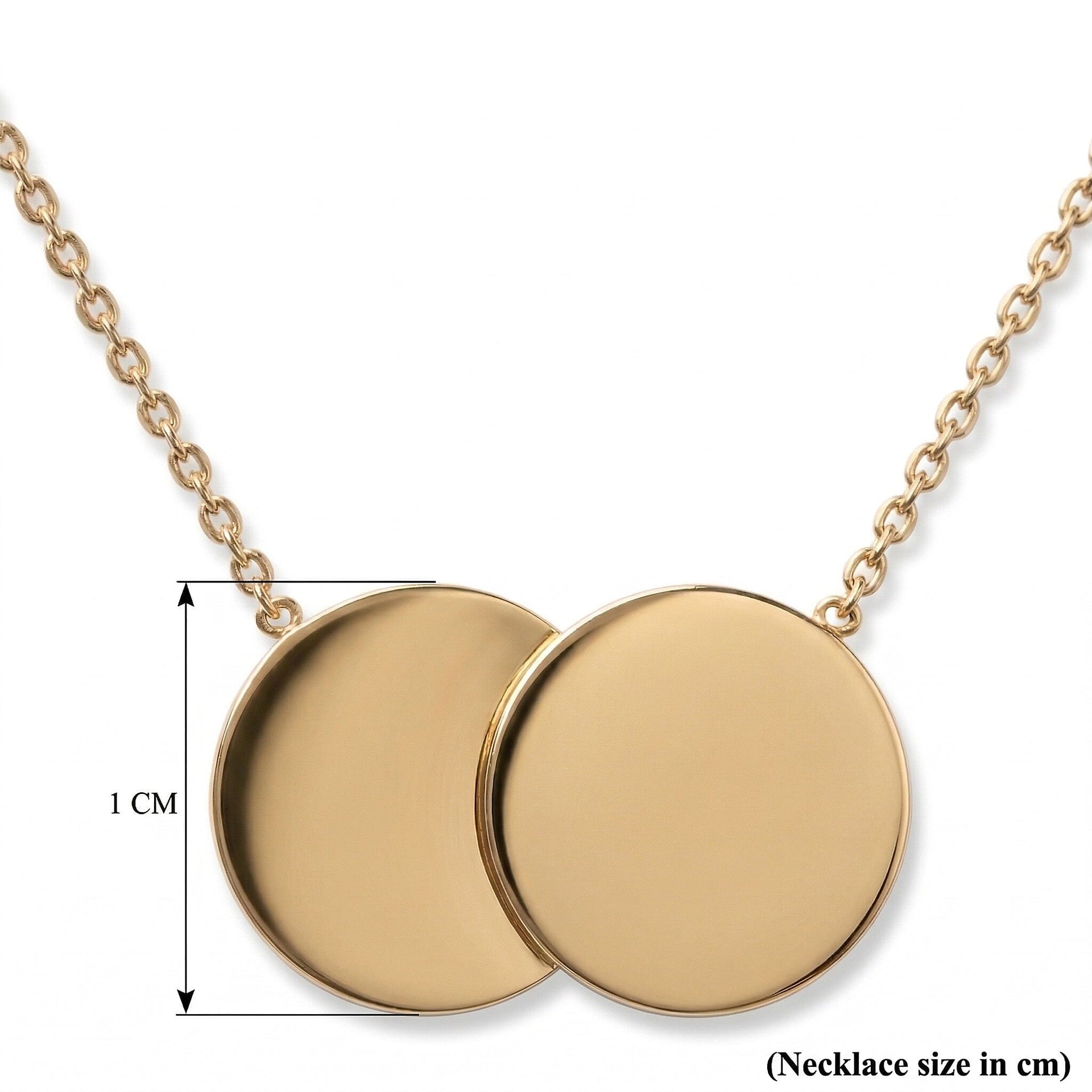 9K Yellow Gold 16.8mm x 10mm Double-Disc Adjustable Necklace 16 Inch to 17 Inch 7426507 7